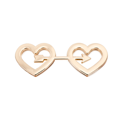 Double Heart Arrow Shape Handbag Lock Perangkat Keras Warna Emas Pucat